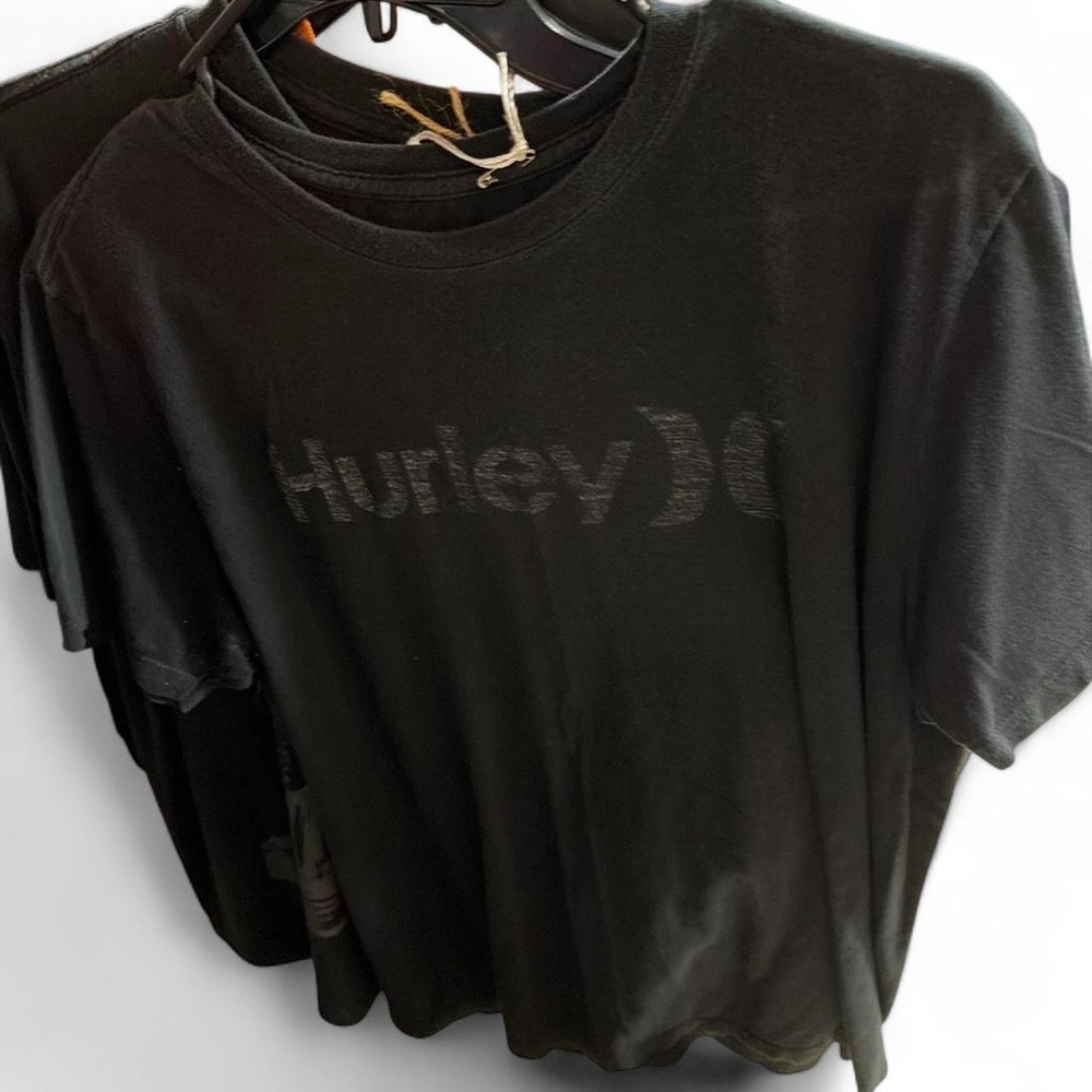 Hurley Mens Premium Fit Graphic T-Shirt Black Large Short Sleeve Logo Tee